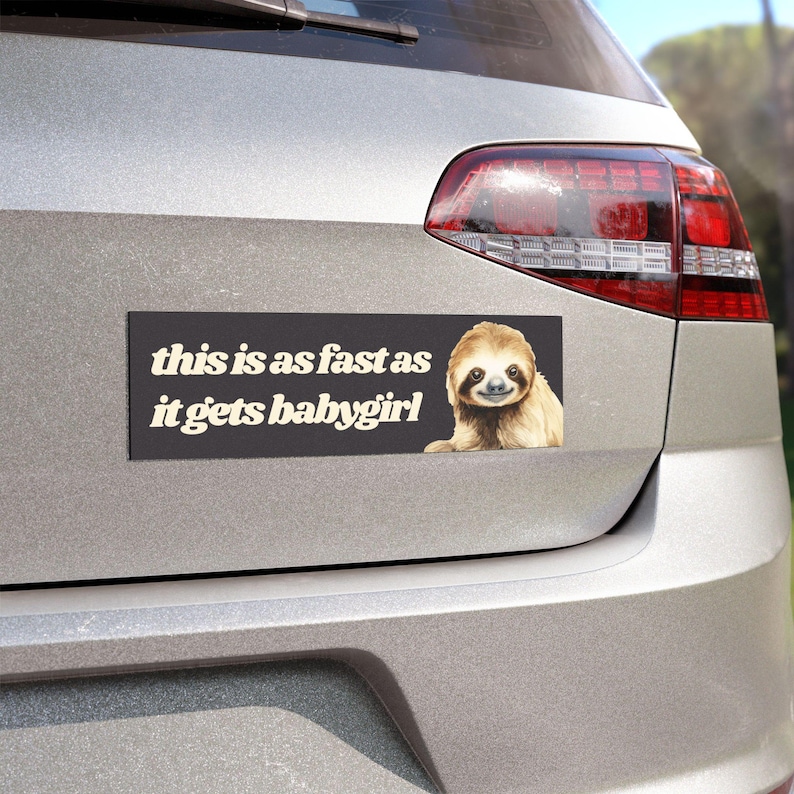 Anti Tailgating Funny Magnetic Bumper Sticker, Gen Z Meme Bumper Magnet, Unhinged Car Accessories Cute Slow Driver Gift for New Driver Sloth image 2
