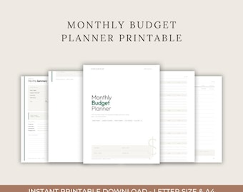 Monthly Budget Planner Printable | Budget Worksheet PDF | Expense Tracker Printable | Finance Planner | Minimalist A4 Letter Size