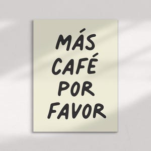 MÁS CAFÉ PRINT – Kitchen Coffee Print, Spanish-Inspired Flair, Coffee Lovers Gift, Retro Drawn Doodle Print, Cafe Print, Kitchen Poster