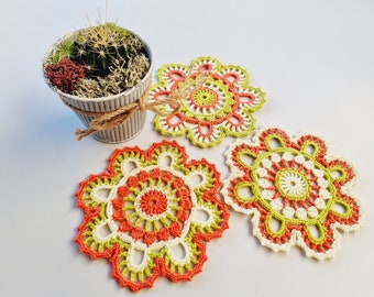 Crochet Coaster, Crochet Doily, Crocheted Placemats, Handmade Crochet, Home Decor, Table Linen, Dining Table Mat