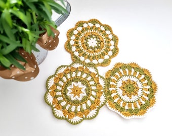 Crochet Coaster, Crochet Doily, Crocheted Placemats, Handmade Crochet, Home Decor, Table Linen, Dining Table Mat