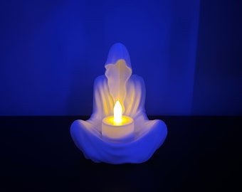 Portavelas con forma de fantasma espeluznante – Decoración gótica de Halloween