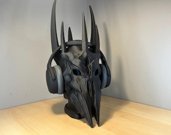 Dark Lord Helmet Headphone Stand: Fantasy Desk Decor, DIY Assembly
