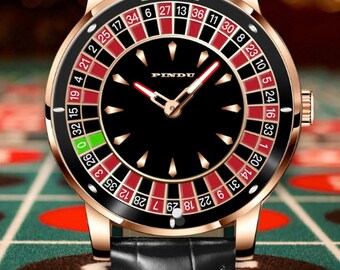 Orologio da casinò di lusso con roulette meccanica fatta a mano (nuovo)