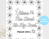 Psalm 103 Coloring Page - Homeschool Bible Activity - Bible Coloring Page Kids - Kids Bible Verse Coloring Pages - Sunday School Coloring