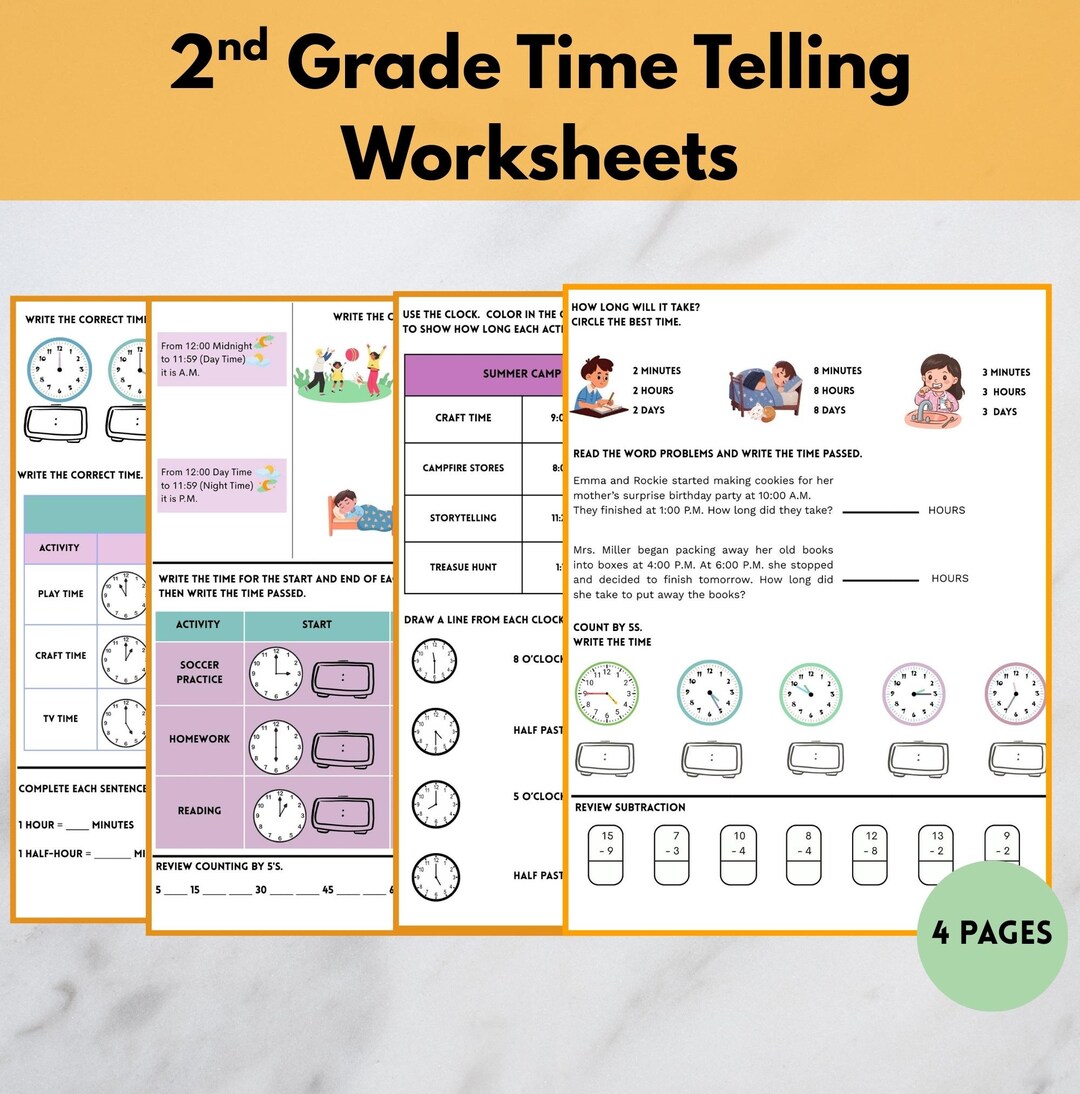 Telling Time Worksheet- 2nd Grade Time Telling Worksheets - Math ...