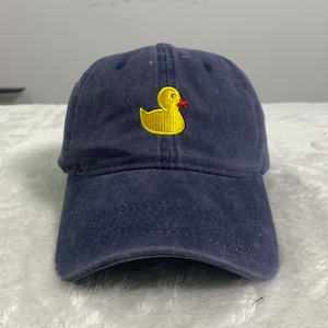 Duck Embroidered Hat, Yellow Duck, Fishing, Fisherman Hat, Baseball cap, Father's day, Adjustable Strap Buckle