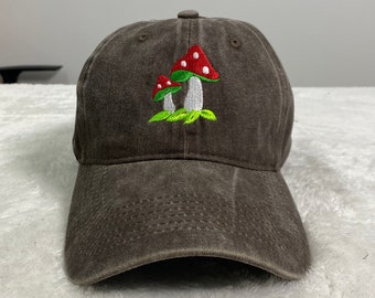 Mushroom Embroidered Hat, Mushroom, Hat for Women, Baseball cap, Mothers day, Grunge cap, Gift for mum, Gift for Daughter, Nature hat