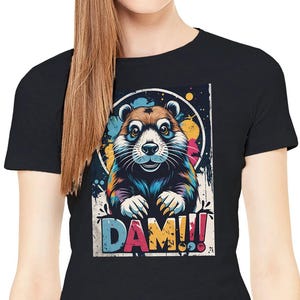 Bóbr T-Shirt - DAM - Funny Beaver T-Shirt - Vintage Design - Playful Distressed Tee - Airlume Cotton Shirt