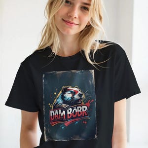 DAM Bóbr T-Shirt - Vintage Cartoon Design - Funny Graphic Tee - Soft cotton shirt