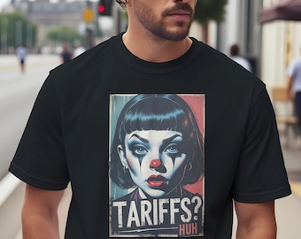 Camiseta &quot;Tariffs HUH&quot; - Divertida camiseta antiaranceles - Parodia de arte pop - Camiseta con aranceles - Parodia - Arte pop - Sátira - Camiseta suave y cómoda