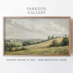 Vintage Samsung Frame TV Art, Neutral Country Landscape Antique Oil Painting