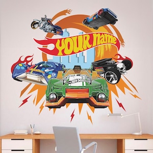 Naklejka ścienna Hot Cars Naklejka ścienna Motorsports Tapeta Hot Cars Naklejka ścienna Samochód wyścigowy Naklejka ścienna Hot Race Naklejka ścienna dla dzieci Naklejka do pokoju chłopca Naklejka do pokoju
