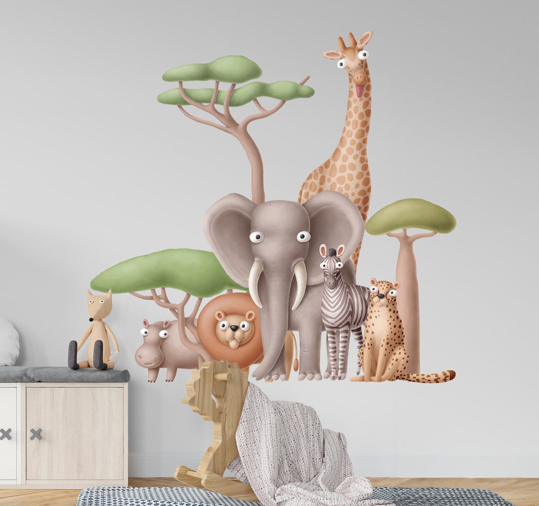 Safari Animal Wall Decals: Jungle Nursery Decor, Kid-safe Inks - Etsy