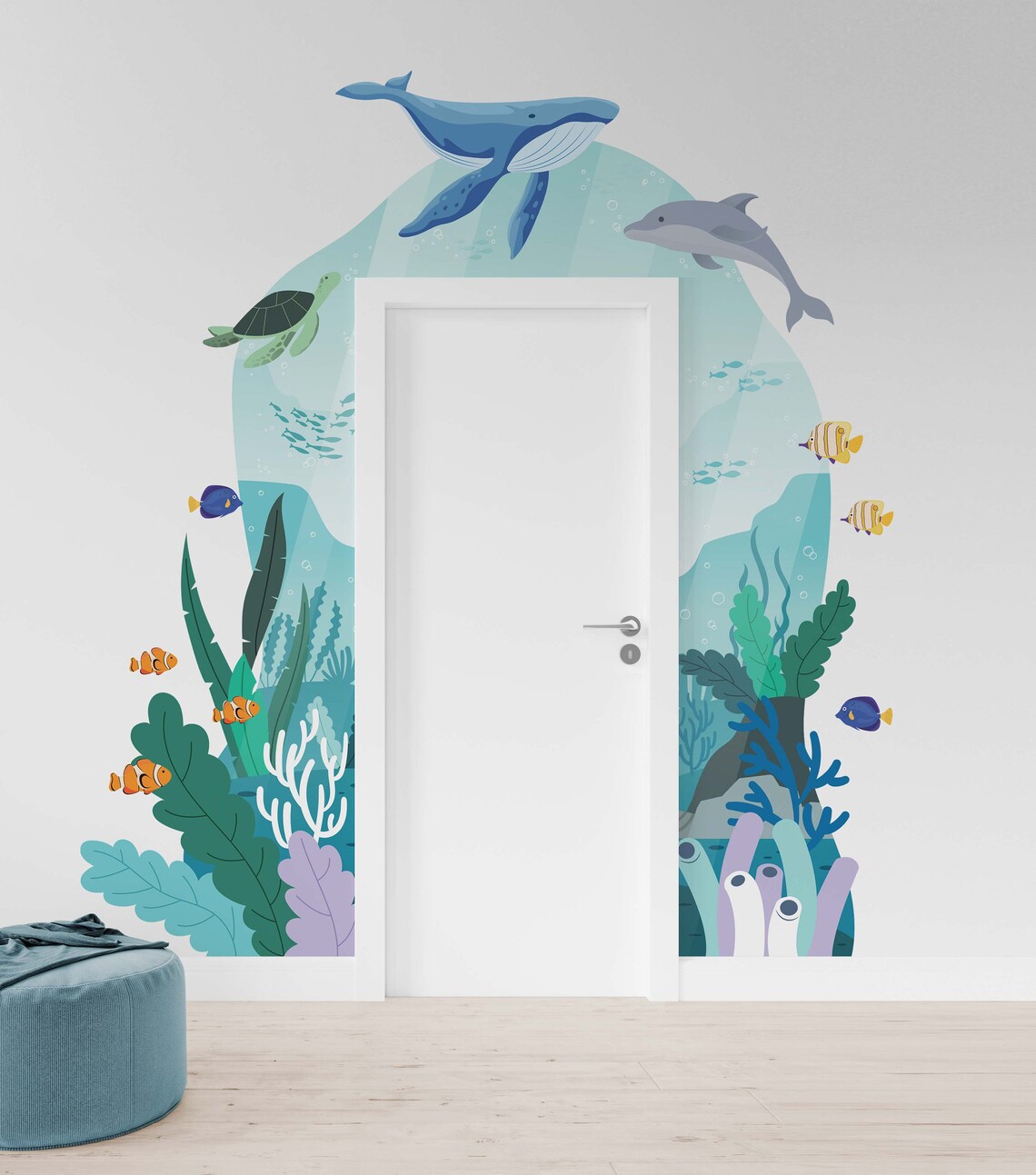 Door Frame Wall Decal Underwater World Wall Decal Door Surround Wall
