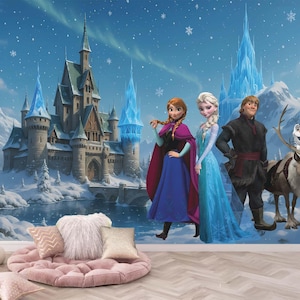 Frozen Wallpaper Frozen Snow Queen Elsa Wall Decal Anna Wall Sticker Ice Castle Wall Mural Wall Decal for Girl Room Nursery Room Decor