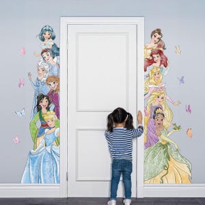 Door Frame Decal Princess Wall Decal Famous Cartoon Wall Sticker Alice Wallpaper Princess Jasmine Wall Art for Girl Room Decor Child Room