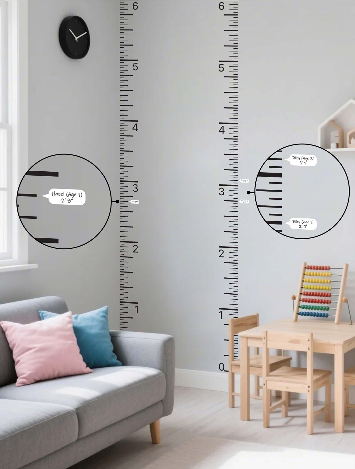 Transparent Ruler Sticker Nz Removable Growth Chart Ruler Decal - Children's Vinyl Wall Decal Height ...