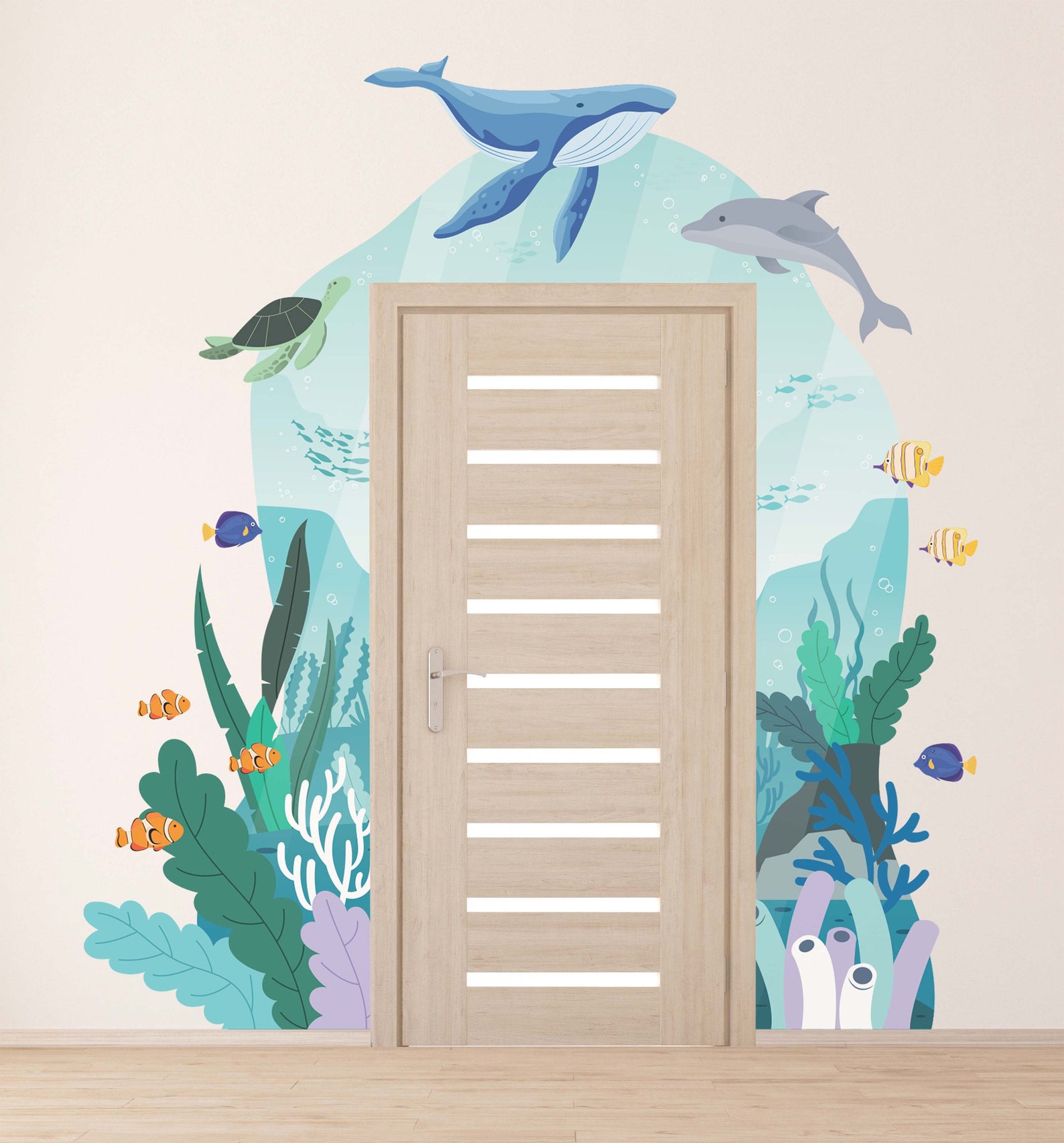 Door Frame Wall Decal Underwater World Wall Decal Door Surround Wall