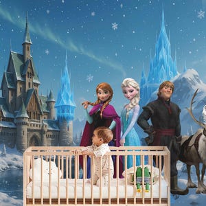 Frozen Wallpaper Frozen Snow Queen Elsa Wall Decal Anna Wall Sticker Ice Castle Wall Art Wall Mural for Girl Room Nursery Room Decor