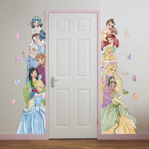 Door Frame Decal Princess Wall Decal Cartoon Wall Sticker Snow White Wallpaper Mulan Wall Art for Girl Room Decor Kid Room decor