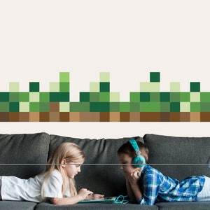 Minecraft muurtattoo Pixel muursticker blok muursticker Gamer behang Pixel Block muurkunst voor inrichting kinderkamer