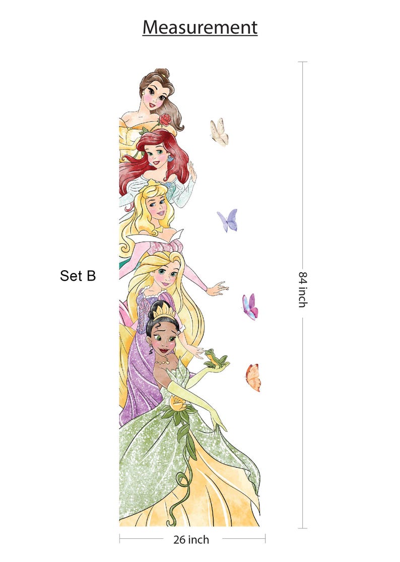 Door Frame Princess Wall Decal Inspired Famous Cartoon Wall Sticker ...