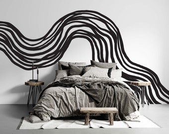 Abstract Line Wall Decal: Brushstrokes Organic Shape Wallpaper Sticker