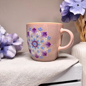 Hand-painted mandala mug 420ml – unique item – gift, appreciation – large ceramic coffee mug image 4