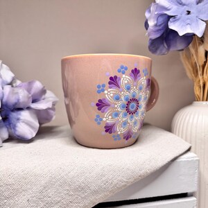 Hand-painted mandala mug 420ml – unique item – gift, appreciation – large ceramic coffee mug image 3