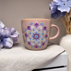 Hand-painted mandala mug 420ml – unique item – gift, appreciation – large ceramic coffee mug image 5