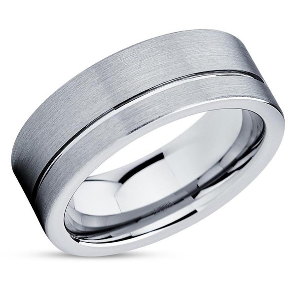 Tungsten wedding ring,tungsten carbide ring,anniversary ring,engagement ring,unique wedding band,silver tungsten ring,man & woman,silver