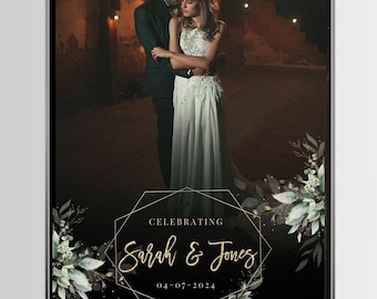 Elegant Floral Wedding Snapchat Filter: Snapchat lens, geofilter, Gold wedding template overlay (Digital)