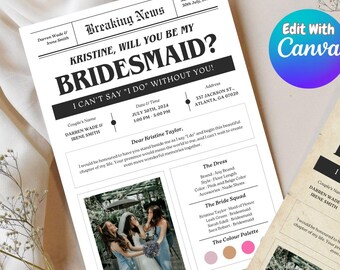 Editable Bridesmaid Info Card Template: Modern Minimalist Infographic (PDF)
