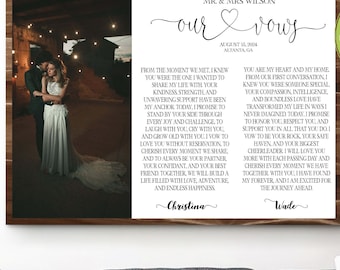 Votos de boda de pareja, votos de boda para él y ella, plantilla de impresión de arte de pared, descarga instantánea, regalo de aniversario, regalo de boda, 1er aniversario