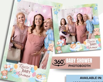Baby Shower 360 Photobooth Template: Mobile Portrait & Square Overlays (Digital Download, Canva) PT01