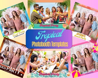 Tropical Photobooth Template: Summer Party Overlay (PNG, PSD)
