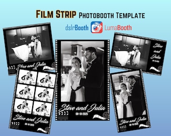 Film Strip Photobooth Template: Wedding, Birthday (PNG, PSD)