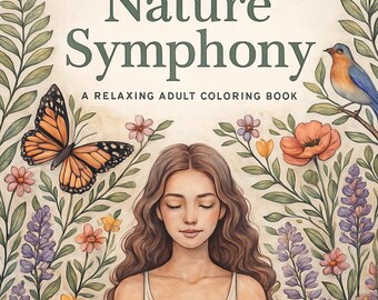 Nature Symphony Adult Coloring Book | Relaxing Botanical & Animal Designs