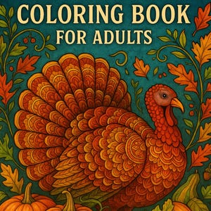 Libro da colorare per adulti sul Ringraziamento / Pagine mandala autunnali e antistress / Attività per le vacanze autunnali
