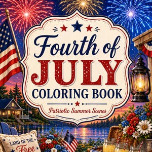 Libro da colorare per il 4 luglio / Pagine estive patriottiche per adulti / PDF stampabile