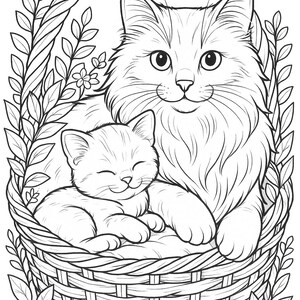 Cozy Cats Coloring Book: 27 Printable Pages for Cat Lovers (PDF Download) image 17