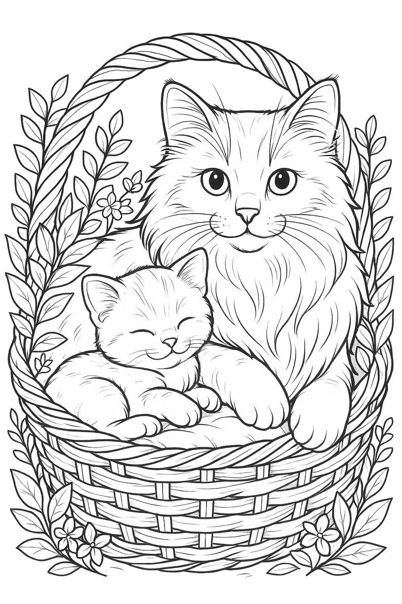 Cozy Cats Coloring Book: 27 Printable Pages for Cat Lovers (PDF Download) image 17