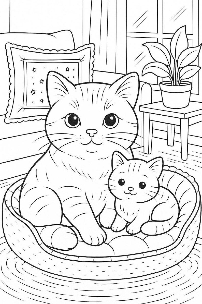 Cozy Cats Coloring Book: 27 Printable Pages for Cat Lovers (PDF Download) image 12