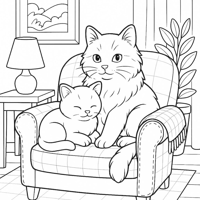 Cozy Cats Coloring Book: 27 Printable Pages for Cat Lovers (PDF Download) image 13