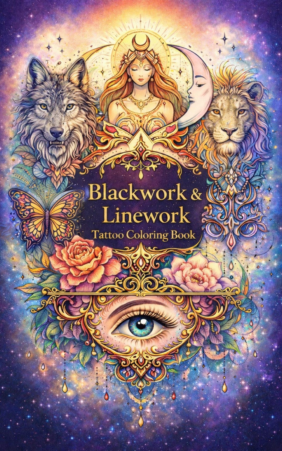 Blackwork & Linework Tattoo Coloring Book | Modern Tattoo Designs ...
