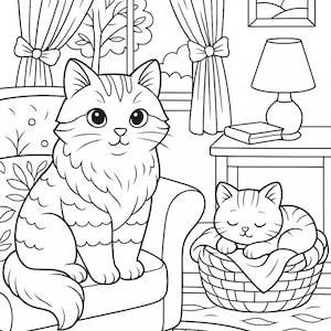 Cozy Cats Coloring Book: 27 Printable Pages for Cat Lovers (PDF Download) image 14