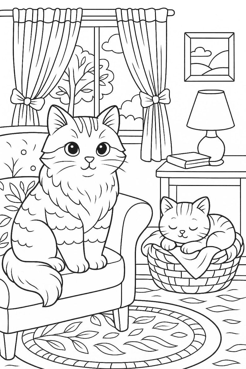 Cozy Cats Coloring Book: 27 Printable Pages for Cat Lovers (PDF Download) image 14