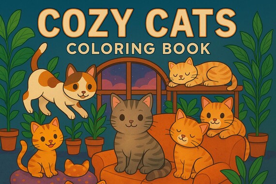 Cozy Cats Coloring Book: 27 Printable Pages for Cat Lovers (PDF Download)