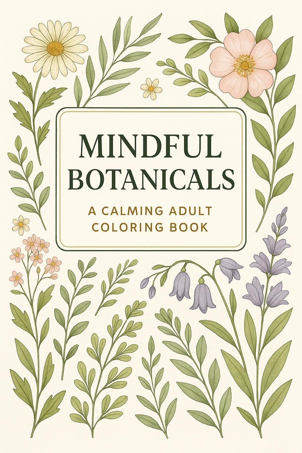 Mindful Botanicals Libro para colorear PDF – 12 páginas florales para adultos – Arte de la naturaleza imprimible para aliviar el estrés y el autocuidado – Descarga instantánea